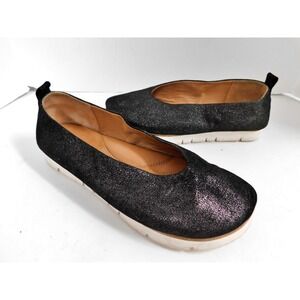 Gentle‎ Souls By Kenneth Cole Black Metallic Demi Flat Comfort Shoe Size 9